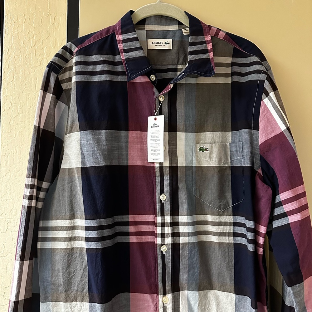 Men’s Brand New Lacoste regular fit button down dress shirt
